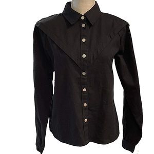 Topshop Black  Denim Blouse 6